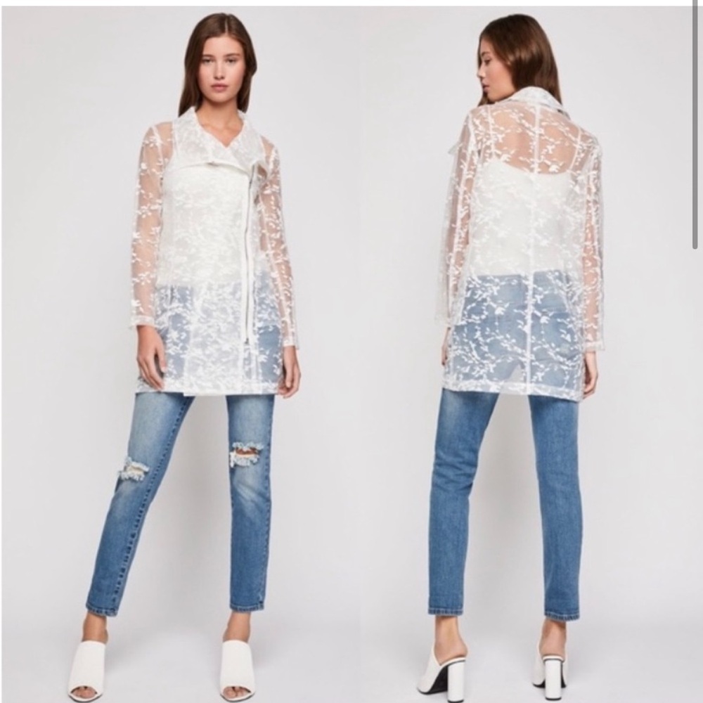 NWT BCBGENERATION embroidered sheer jacket